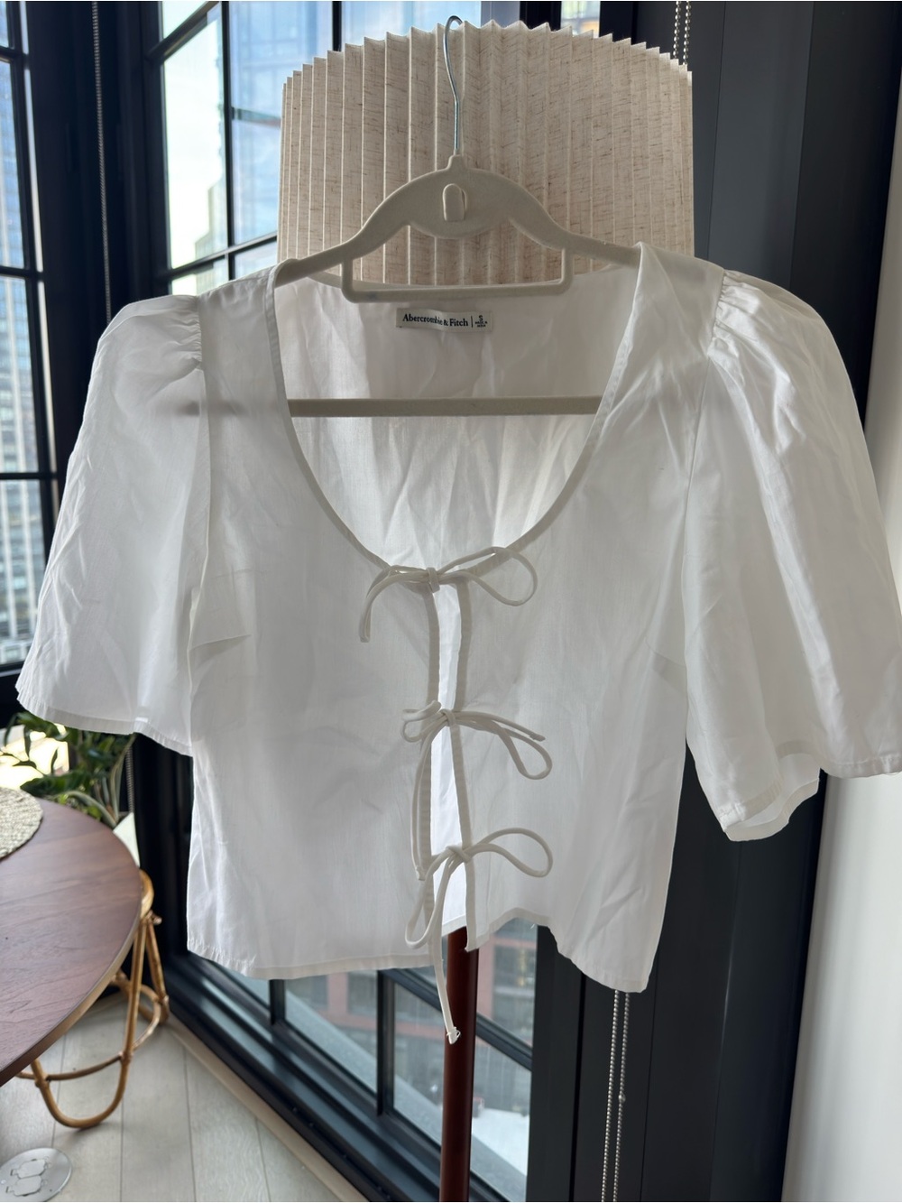 Abercrombie & Fitch Open Front White Blouse with Ties